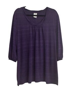 Just My Size Purple Scoop Neck 3/4 Sleeve Blouse Size 2X